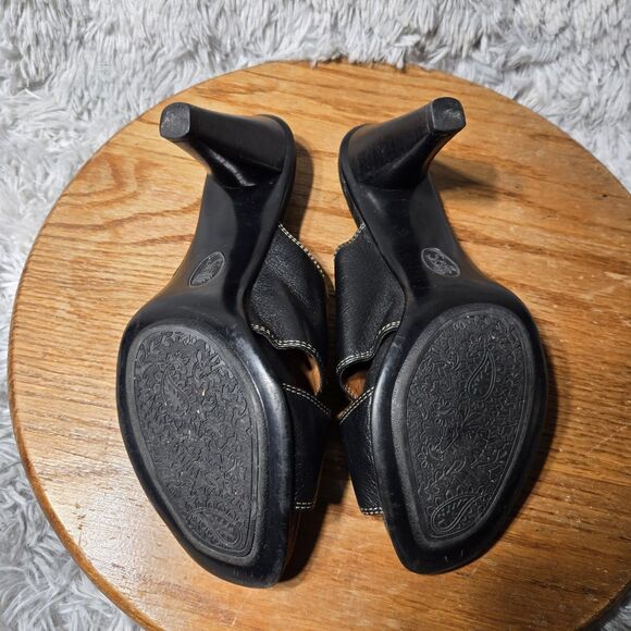 Soft Womens Size 8.5 Leather Open Toe Comfortable Slip on Heels Winter Discount - Picture 6 of 11